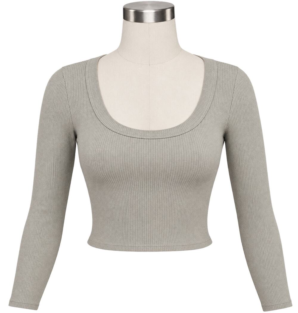 Reformation Paige Marble Ribbed Scoop Neck Crop Top - Gray - Size M